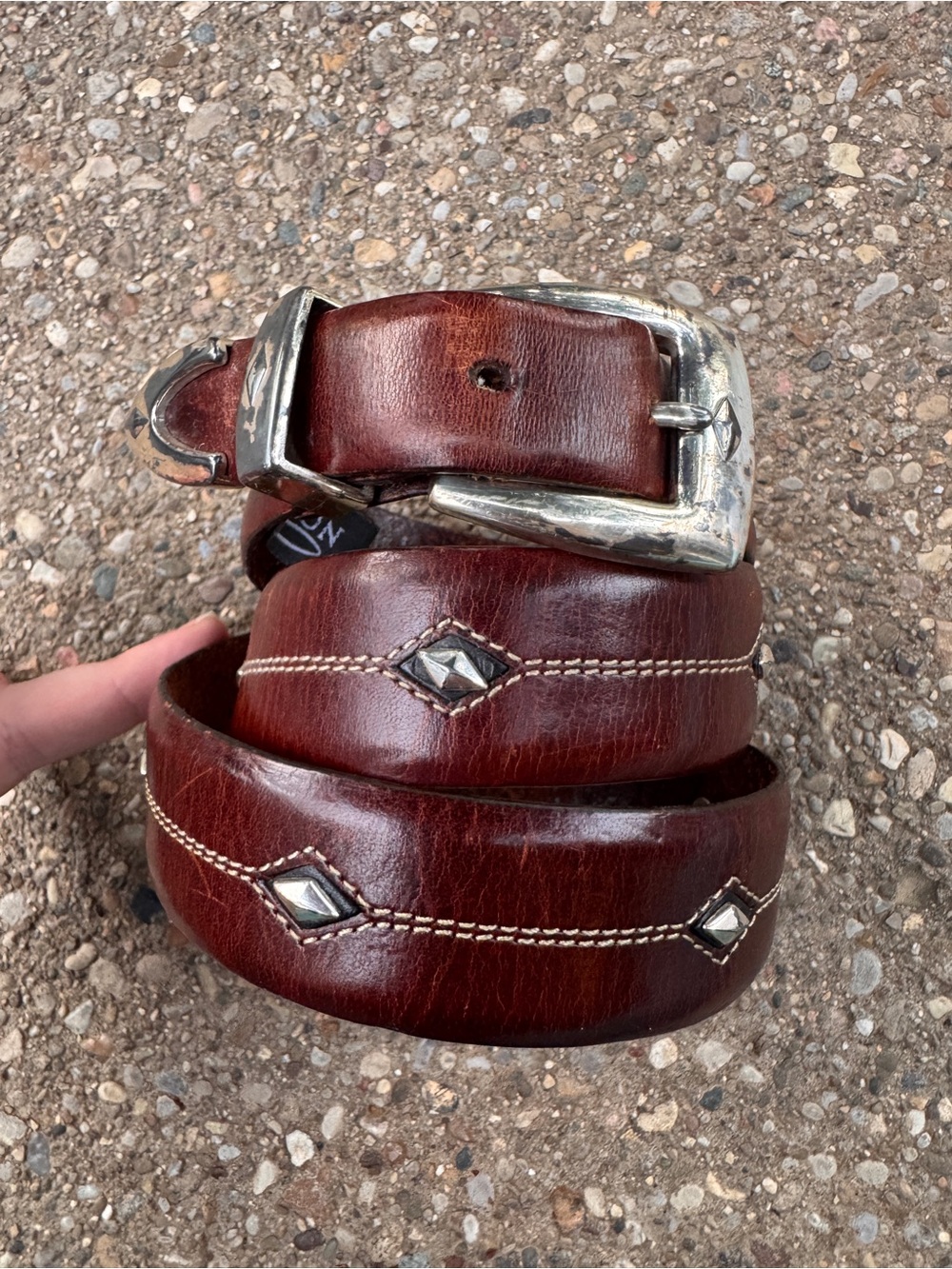 Brighton // brown leather with silver diamond designs size 34
